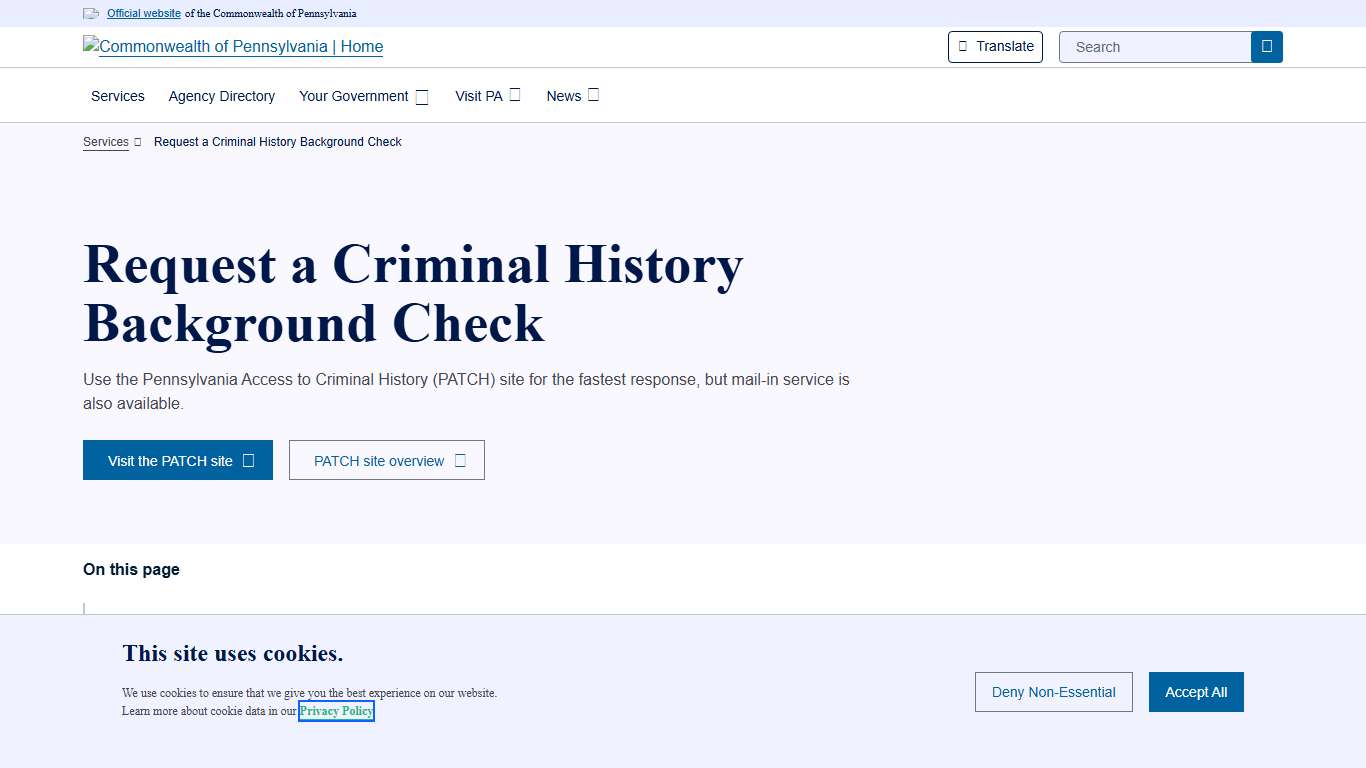 Request a Criminal History Background Check | Commonwealth of Pennsylvania