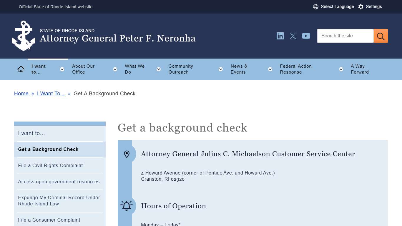 Get a background check | Rhode Island Attorney General's Office